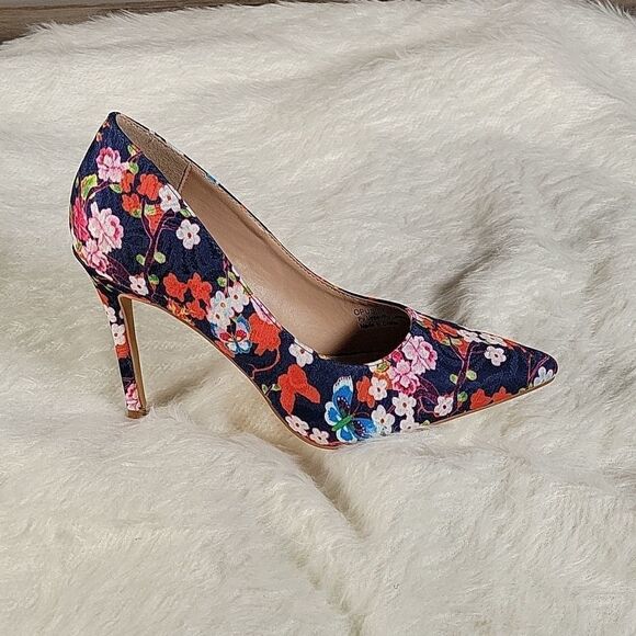 Penny Loves Kenny Blue Floral High Heels Sz 10M - Picture 2 of 9